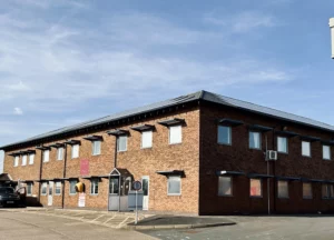 building with solar panels