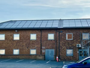 building with solar panels